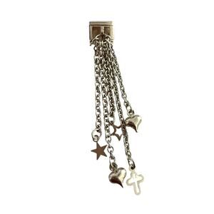 Chain Heart Star Cross Dangle 9mm Silver Stainless Steel Italian Charm Y2K